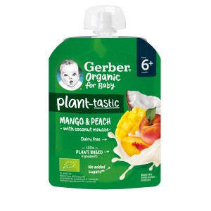 Nestle Gerber Organic for baby Plantastic пюре  от манго и праскова с кокосов мус 6+ месеца 0.080 кг.