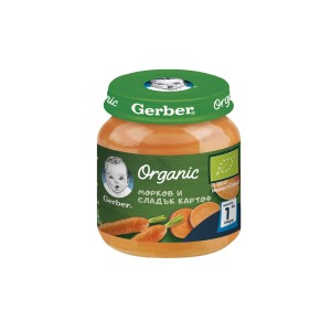 Nestle Gerber Organic пюре от морков и сладък картоф моето 1-во бурканче 0.125 кг.