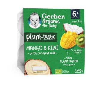 Nestle Gerber Organic десерт от манго, киви и кокос за бебе 6+ месеца 0.360 кг.