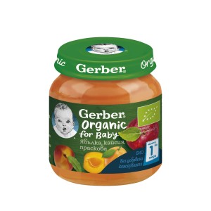 Nestle Gerber Organic for baby пюре от ябълка, кайсия и праскова 6+ месеца 0.125 кг.