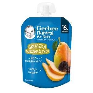 Nestle Gerber Natural for baby пюре от круша и сушени сливи за бебе 6 + месеца 0.080 кг.