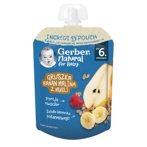 Nestle Gerber Natural for baby пюре от круша с мюсли за бебе 6 + месеца 0.080 кг.