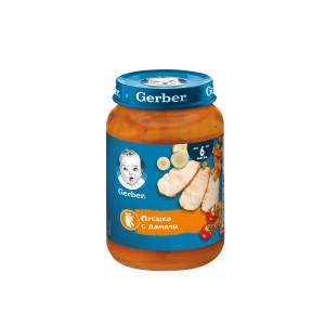 Nestle Gerber пюре с пуешко и домати бебе 6 + месеца 0.190 кг.