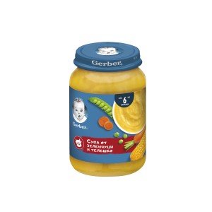 Nestle Gerber супа от зеленчуци и телешко за бебе 6 + месеца 0.190 кг.