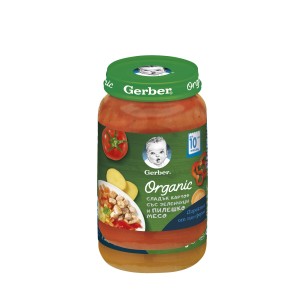 Nestle Organic Gerber пюре от сладък картоф и пилешко за бебе 10 + месеца 0.190 кг.