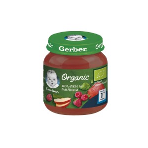 Nestle Gerber Organic пюре от ябълки и малини, моето 1-во пюре 0.125 кг.