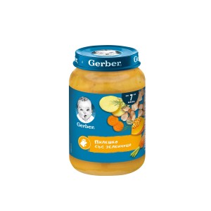 Nestle Gerber пюре с пилешко и със зеленчуци за бебе 7 + месеца 0.190 кг.