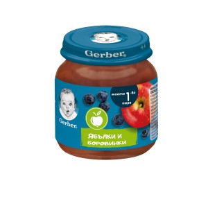Nestle Gerber Organic пюре от ябълки и боровинки моето 1-во бурканче 0.125 кг.