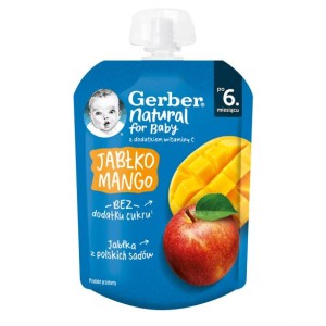 Nestle Gerber пауч ябълка и манго за бебе 6+ месеца 0.080 кг.