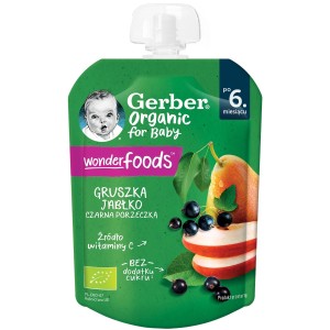 Nestle Gerber пауч круша, ябълка и касис за бебе 6+ месеца 0.080 кг.