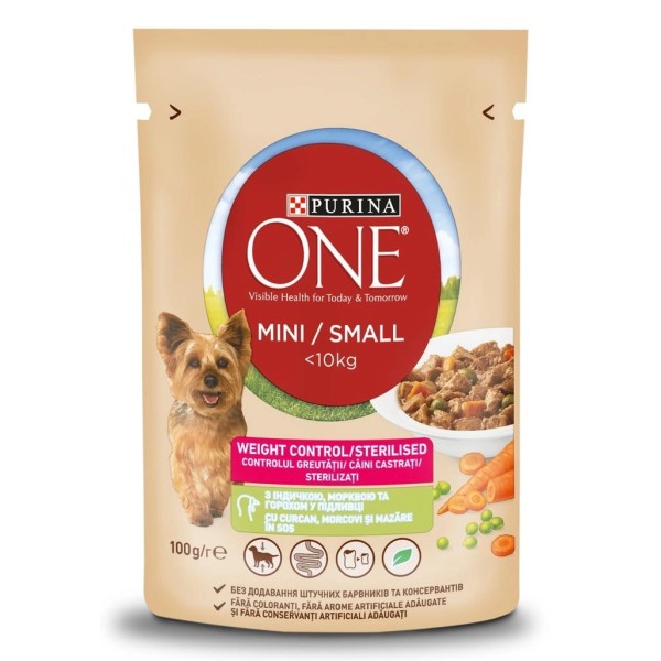 Purina ONE MINI кучешка храна с пуешко и морков 0.100 кг.