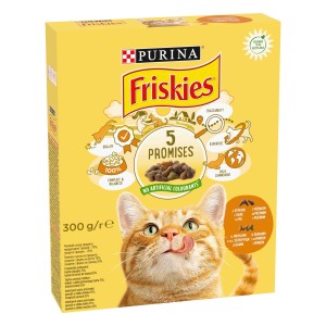 Purina FRISKIES суха храна с пиле и зеленчуци за възрастни котки 0.300 кг.