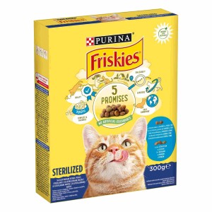 Purina FRISKIES суха храна със сьомга и зеленчуци за възрастни котки 0.300 кг.