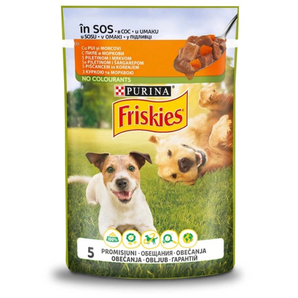 Purina FRISKIES пауч за възрастни кучета с пиле и моркови 0.085 кг.