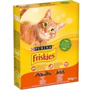 Purina FRISKIES суха котешка храна с говеждо, пиле и зеленчуци 0.300 кг.