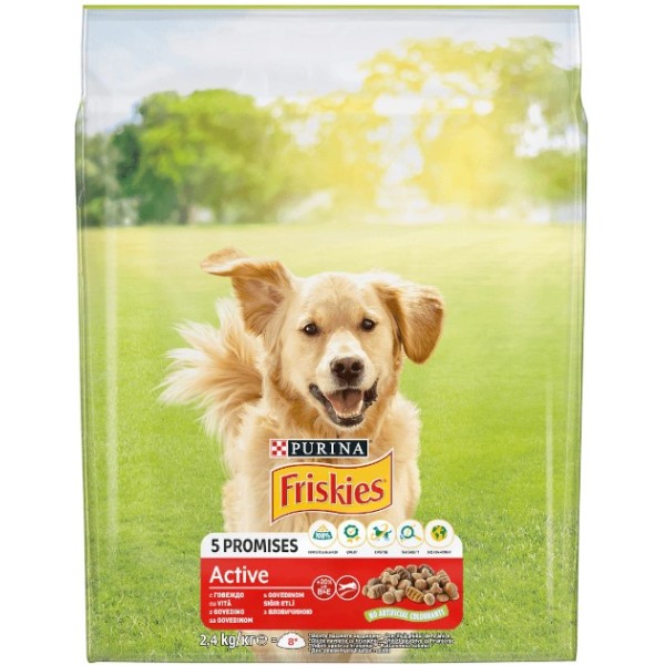 Purina FRISKIES суха храна с говеждо за активни кучета 2.4 кг.