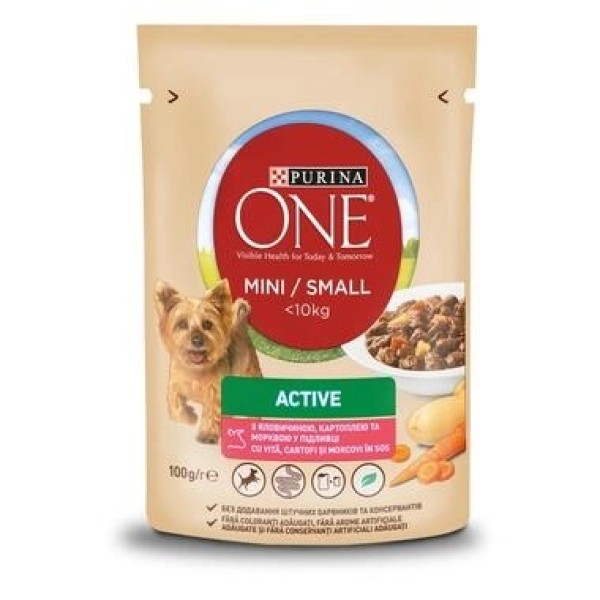 Purina ONE MINI кучешка храна с говеждо и картофи 0.100 кг.