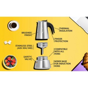 Madamin Moka Pot кафеварка 6 чаши сива