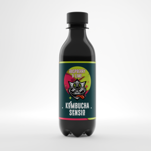 Kombucha Sensio чаена естествено газирана ферментирала напитка с малина и лайм 0.400 л 