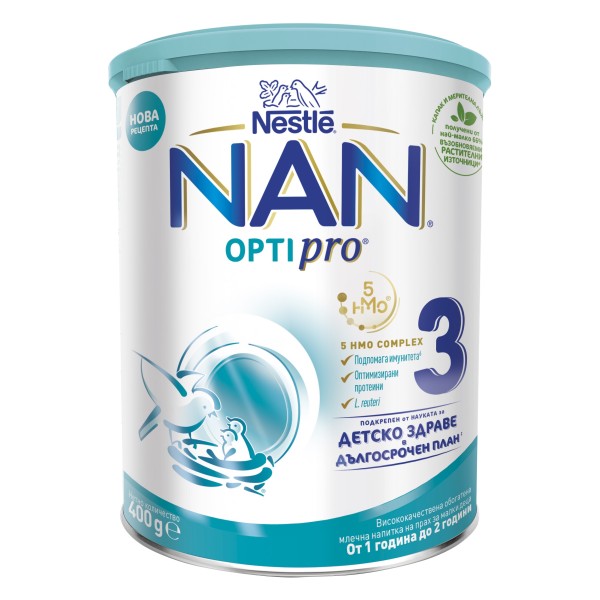 Nestle NAN OPTIPRO 3 HM-O обогатено млечна напитка за малки деца на прах 12+ месеца 0.400 кг.