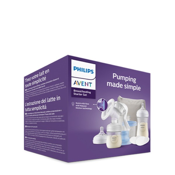 Philips AVENT Начален комплект за кърмене с ръчна помпа за кърма Natural Motion