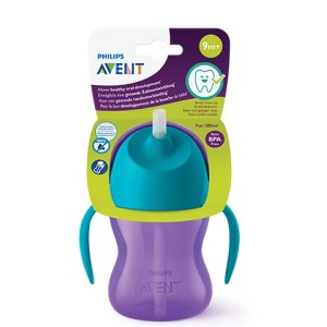 Philips AVENT Чаша със сламка 200 ml, 9 м+ лилава