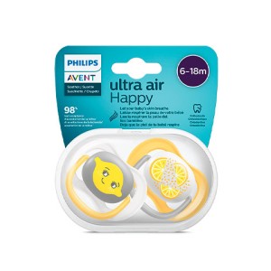 Philips AVENT Ultra Air Lemon Ортодонтични залъгалки 6-18м 2 бр.