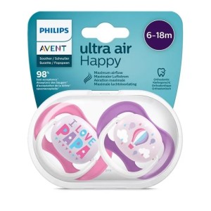 Philips AVENT Ultra Air Ортодонтични залъгалки Happy Girl 6-18м 2 бр.