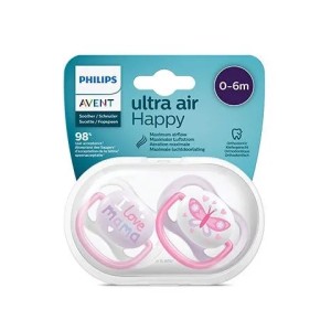 Philips AVENT Ultra Air Ортодонтични залъгалки Happy Girl 0-6м 2 бр.
