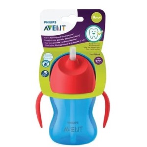 Philips AVENT Чаша със сламка 200 ml, 9 м+ синя